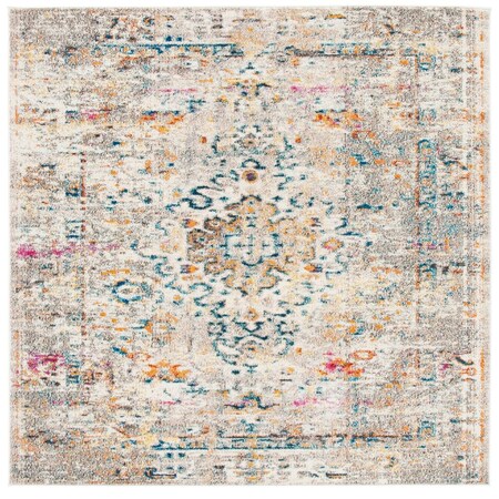 Flowers First 3 x 3 ft. Madison Contemporary Square Power Loomed Rug Grey & Gold FL1868120